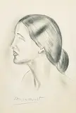 Laura Knight, Untitled - Profile of a Woman, graphite on paper