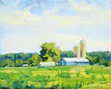 Jerry Markham, Farm near Haysville, oil on board