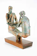 Untitled - The Chess Players by Hans Martin Schleeh, metal sculpture, sold Nov 2014
