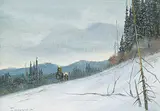 Allan Robert Thompson, Untitled - Rider in the Snow, oil on canvas board