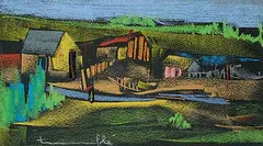 Léo-Paul Tremblé, Untitled - Farmhouse, pastel on paper