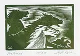 Illingworth Kerr, Untamed #34/300, wood block on paper