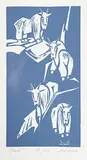 Goats # 50/100 by Illingworth Kerr, lino block on paper, sold Nov 2014
