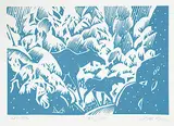 Winter # 50/100 by Illingworth Kerr, lino block on paper, sold Nov 2014
