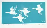 Snow Geese # 50/100 by Illingworth Kerr, lino block on paper, sold Nov 2014