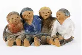 Untitled - Four Boys by Johanna Eleonore Rothschild, glazed ceramic sculpture, sold Nov 2014