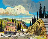 Bruno Cote, Chantier sur Seminaire, 1981, oil on wood board