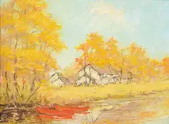 Berthe des Clayes, Untitled - Autumn Landscape, pastel on paper