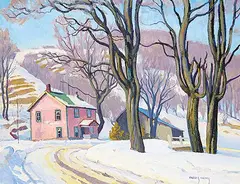 Frederick Stanley Haines, Late Fall, Village Road, 1955, oil on board