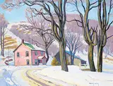 Frederick Stanley Haines, Late Fall, Village Road, 1955, oil on board