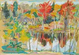Jack Humphrey, Lake in Autumn, oil on paper board