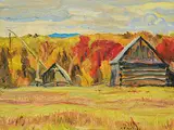 A. Y. Jackson, Farm at Bells Rapid, Ont., 1963, oil on wood board
