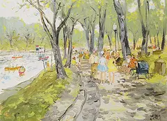 John Caruthers Little, Park Lafontaine, oil on canvas board