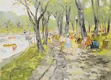 John Caruthers Little, Park Lafontaine, oil on canvas board