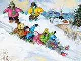 Pauline Thibodeau Paquin, Sleighing, 1990, acrylic on canvas