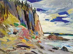 René Richard, Untitled - Paysage de Charlevoix, oil on wood board