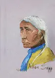 Allen Sapp, Untitled - Chief in Contemplation, oil on canvas
