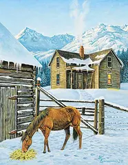 John Ralph Schnurrenberger, Mountain Homestead, oil on wood board