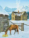 John Ralph Schnurrenberger, Mountain Homestead, oil on wood board
