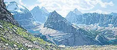 South from Wiwaxy Gap [Lake O'Hara] by Deborah Lougheed Sinclair, acrylic on canvas, sold Nov 2014