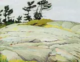 Frederick Bourchier Taylor, Rock and Jack Pines, Georgian Bay, 1951, oil on wood panel