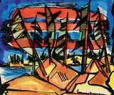 Fritz Brandtner, Sunset, Georgian Bay, watercolour and ink on paper