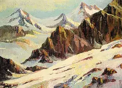 Alec John Garner, Untitled - Glaciers, oil on wood board