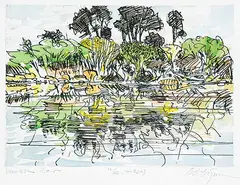 Edward William Godwin, Lower Bow #14/85, hand coloured etching on paper