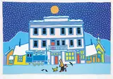 Ted Harrison, Carcross Winter #100/165, 1989, colour silkscreen on paper