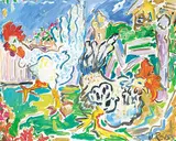 Vivian Reiss, Untitled - Chicken and Rooster, acrylic on canvas