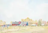 Margaret Shelton, Untitled - Farm with Red Barns