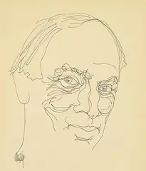 David Ainsley, Untitled - Portrait of Pierre Trudeau, ink and white paint on paper