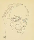 David Ainsley, Untitled - Portrait of Pierre Trudeau, ink and white paint on paper