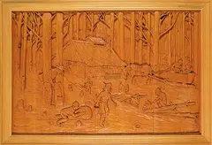 Victor Dallaire, Tous Droit Reserve, 1983, wood carving