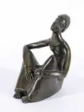 Maria Rahmer De Nagay, Untitled - Seated Girl, bronze sculpture