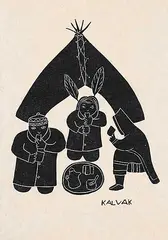 Helen Kalvak, Centennial Year of the Northwest Territories, stonecut on paper