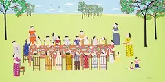 John Lim, New Year's Reunion, 1977, acrylic on canvas