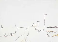 Robert F.M. McInnis, Untitled - Prairie Road in Winter, oil on wood board