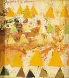 Anjolie Ela Menon, Untitled - Abstract with White Background, mixed media on paper board