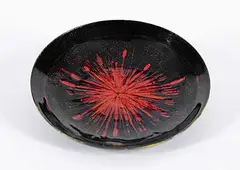 Untitled - Red, Black and Yellow Plate by Robert Oldrich, glazed ceramic, sold Oct 2014