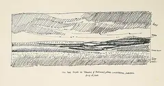 Chris Stoffel Overvoorde, On the Edge of Prairie Foothills near Lundbreck, Alberta, 2006, ink on paper