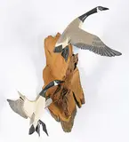 Walter and Betty Ruch, Canada Geese, hand painted carved pine sculpture