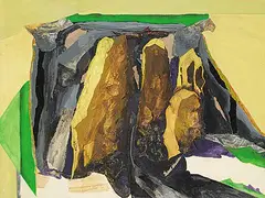 Libby Shackleton, Din Dryfal [sic], mixed media collage on board