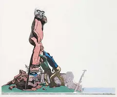 Walter J. Phillips, Planting a Zunuk #96/150, 1930, colour wood block on paper