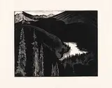 Walter J. Phillips, Vista Lake #79/200, 1932, wood engraving on paper