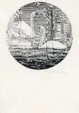Walter J. Phillips, Swans, 1932, wood engraving on paper