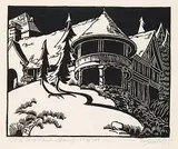 CPR Golf Club, Banff #124/200 by Margaret Shelton, 1941, lino block on paper, sold May 2014