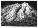 Cascade Mountain #30/100 by Margaret Shelton, 1942, lino block on paper, sold May 2014