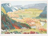 Margaret Shelton, The Wayne Valley #27/50, 1942, wood block in seven colours on paper