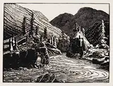 [The] Fraser Canyon #19/50 by Margaret Shelton, 1943, lino block on paper, sold May 2014